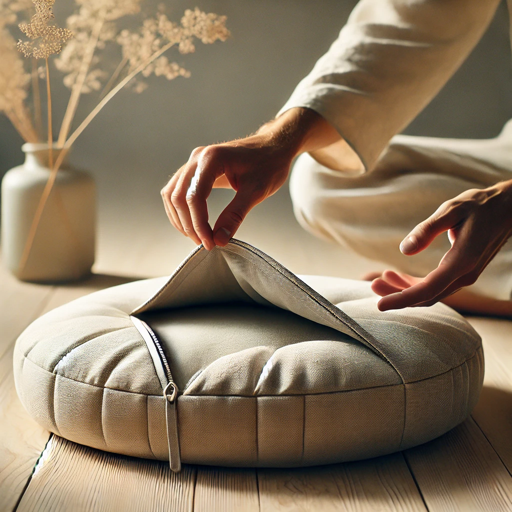Handgefertigtes Yogakissen aus Naturmaterialien